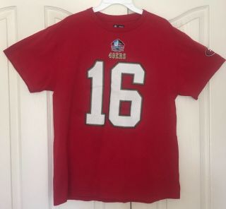 Joe Montana 16 San Francisco 49ers Majestic Hall Of Fame Jersey T - Shirt Large