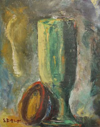 German Art,  Antique Oil Painting,  Expressionist Still Life,  Signed S.  Rottluff