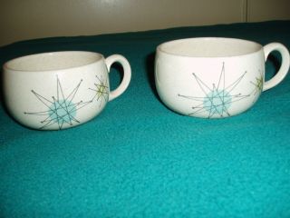 Vtg Franciscan Atomic Starburst Set Of 2 Coffee Cups Tea 50s/60 