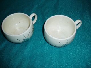 Vtg FRANCISCAN ATOMIC STARBURST Set of 2 Coffee Cups Tea 50s/60 ' s Pottery $0 S/H 3