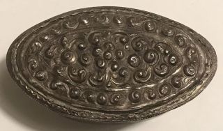 Vintage Repoussé STERLING SILVER Oval Trinket Box w/PEACOCK Engraved on Bottom 3