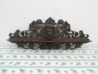 Antique Black Forest Carved Wood Hanging Wall Pipe Rack Holder Wall Mount 19th.