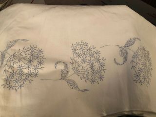 Vintage Stamped Tablecloth To Embroider 60”x 42”looks Like Hydrangeas Scalloped