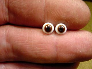 A Pair Vintage Solid Doll Glass Eyes 6 Mm For Bisque Doll Doctor Age1910 A 3286