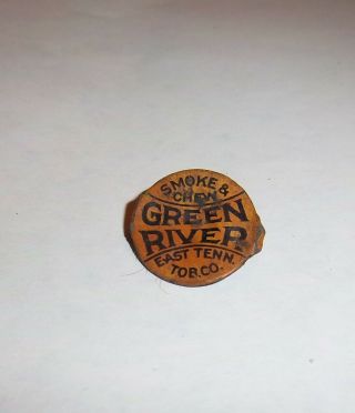 Antique Vintage Metal Tin Tobacco Tag Premium Green River