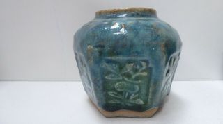 Chinese Green Celadon Glaze Hexagonal Pottery Ginger Jar Pot