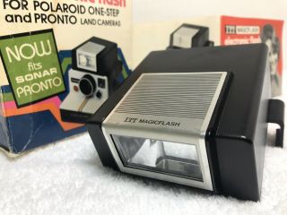 Itt Magic Flash Unit Polaroid One Step,  Pronto Camera Sx - 70 Vintage Instant Box