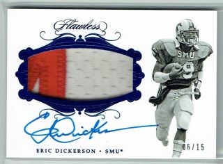 2018 Panini Flawless Collegiate Patch Autographs Sapphire Eric Dickerson 6/15