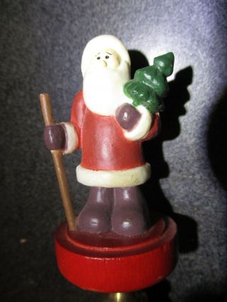 Mw.  720: Vintage Christmas Santa Claus Top On Ash Walking Stick Cane