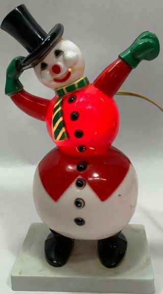 Antique Plastic Frosty The Snowman Lighted Miller Figure Night Light Christmas