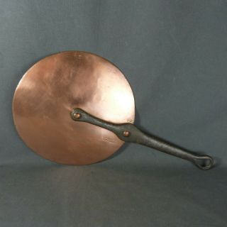 French Antique Copper Dehillerin Pan Lid Tinned Cast Iron Handle Riveted Ø 8.  25 "