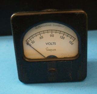 Vintage Simpson Electric Panel Meter Gauge 0 - 150 Volts