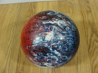 Vintage Amf Strikeline " Fireball " Bowling Ball - Red,  White And Blue Swirl 10lb