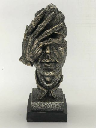 Bronzed Antique Look Statue Abstract Human Face Bronze Statue Salvador Dali Art