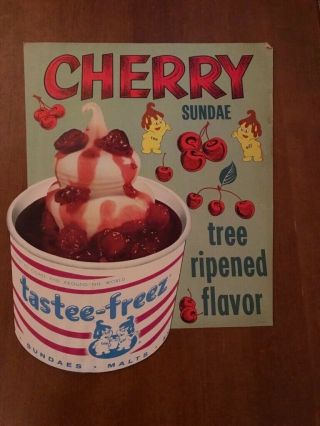 Vintage Tastee - Freez Advertising Poster 18.  5 " X 23 " (cherry Sundae)