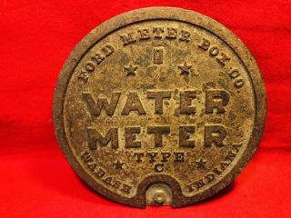 Vintage Ford Meter Box Company Cast Iron Water Meter Lid Type C Stars 12 " Dia.