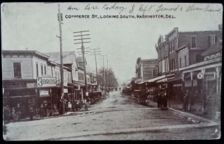 Antique Real Photo Postcard - Commerce Street,  Harrington Delaware