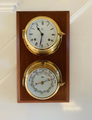 West German Schatz Royal Mariner Brass Ships Clock And Barometer (ships Bell)