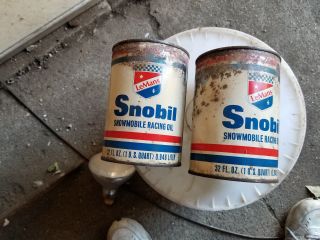 Vintage Lemans Snobil Snowmobile Racing 2 Cycle Oil 2 Full Quart Cans