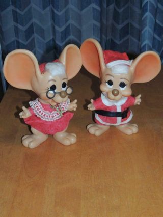 Vintage Roy Des Of Fla 1970 Huron Santa And Mrs Clause Mouse Banks Big Ear
