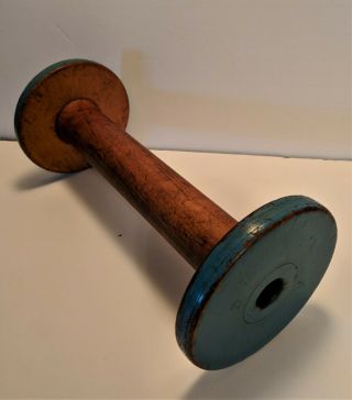 Vintage Large Wooden Spool Sewing Textile Spindle Bobbin 11 - 1/4 Tall Metal End