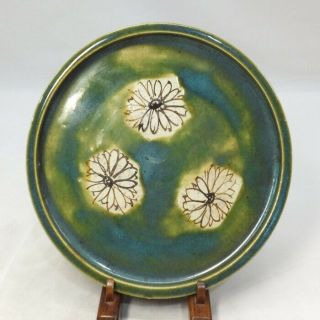 D922: Popular Japanese Old Oribe Pottery Ware Plate Called Andon - Zara