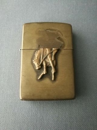 Vintage 1994 Marlboro Bucking Bronco / Cowboy Brass Zippo Lighter