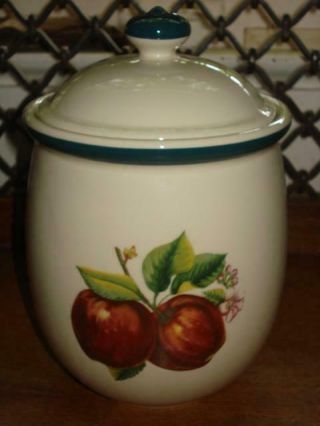 Vintage China Pearl Casuals Apples 8.  5 " Canister Cookie Jar