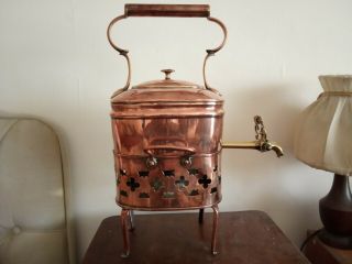 Antique Copper Kettle With Stand And Burner Spirit,  Heater