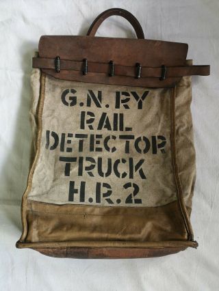 Vintage Great Northern Railway Bag Train Bag Satchel Gnry Detector Truck
