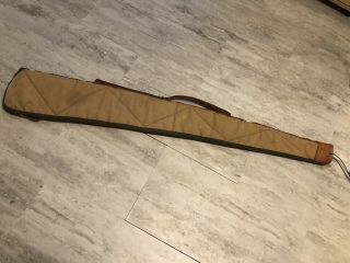 Vintage 50” Boyt Canvas Quilted Rifle Gun Case Soft Canvas And Leather