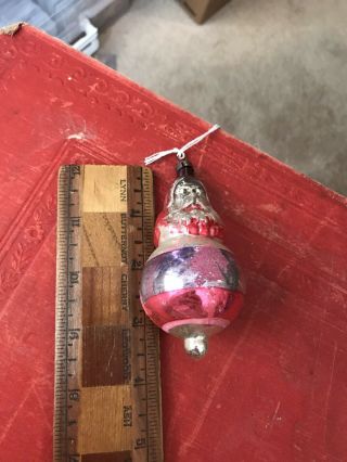 German Antique Glass Double Sided Santa Victorian Christmas Ornament 1900 