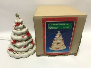 Vintage 9 " Ceramic Lighted Porcelain Christmas Cardinal Tree Around The World