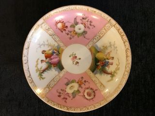 Antique 6 " Meissen Hand Painted Gilt Bowl Depicting Two Courting Couples