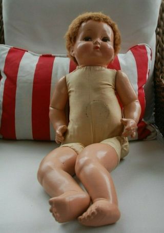 Antique Effanbee 24 " Composition And Cloth Doll / Sleep Eyes / Cry Box