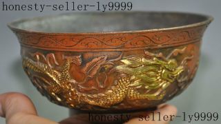 Marked Chinese Dynasty Palace Bronze Gilt Animal Dragon Beast Lucky Statue Bowl