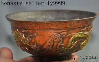 marked chinese Dynasty palace bronze gilt animal dragon beast lucky statue bowl 2