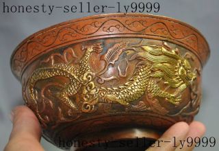 marked chinese Dynasty palace bronze gilt animal dragon beast lucky statue bowl 3