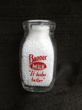 Vintage Banner Abilene Texas Milk Dairy Single Serve Creamer Mini Cream Bottle
