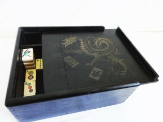 Vintage Mah Jong Set Box / Case Dragon Design 1920 