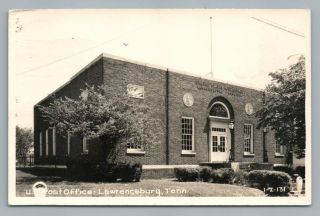 Post Office Lawrenceburg Tennessee Rppc Vintage Cline Photo Postcard 1949