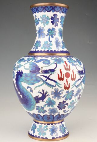 Antique China Cloisonne Enamel Vase Large Handmade Home Decor Old