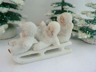 Antique Hertwig Bisque Germany 3 Snow Baby Children On Sled 2