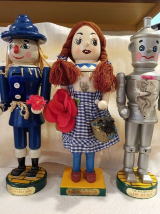 Vintage Nutcrackers From The Wizard Of Oz,  Dorothy And Toto,  Scarecrow,  & Tinman