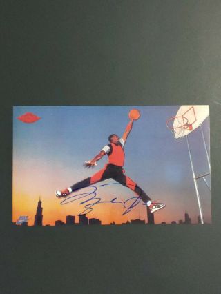 Michael Jordan Hand Signed 1985 Nike Poster Rp 3x5 Promo Autograph Card W/coa $$
