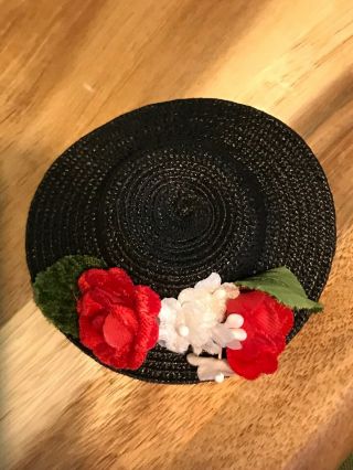 Tagged Madame Alexander Black Straw Hat To Fit 8” Doll