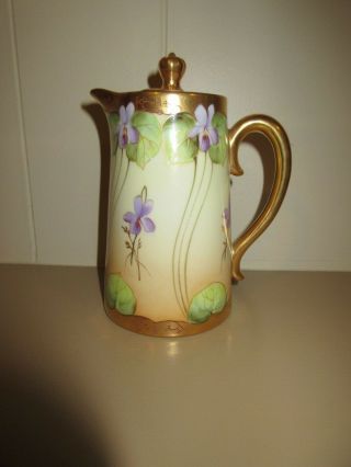 Limoges Of France Hand Painted Coffee Or Tea Pot Delinieres Marked D&co