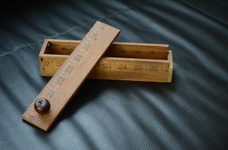 Vintage Wooden Ruler Pencil Case With Apple Handle