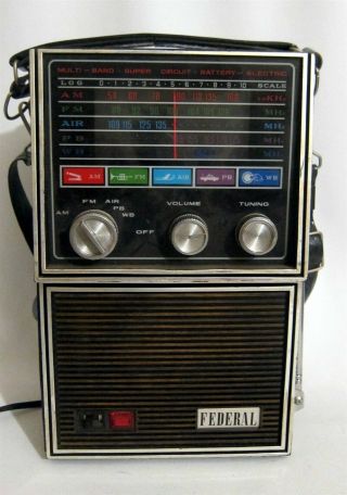 Vintage Federal Multi Band Circuit Portable Radio Am/fm/air/pb/wb