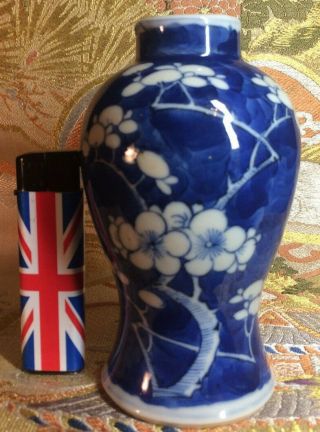 Very Good Fine Antique Chinese Porcelain Blue And White Prunus Vase Kangxi Mark